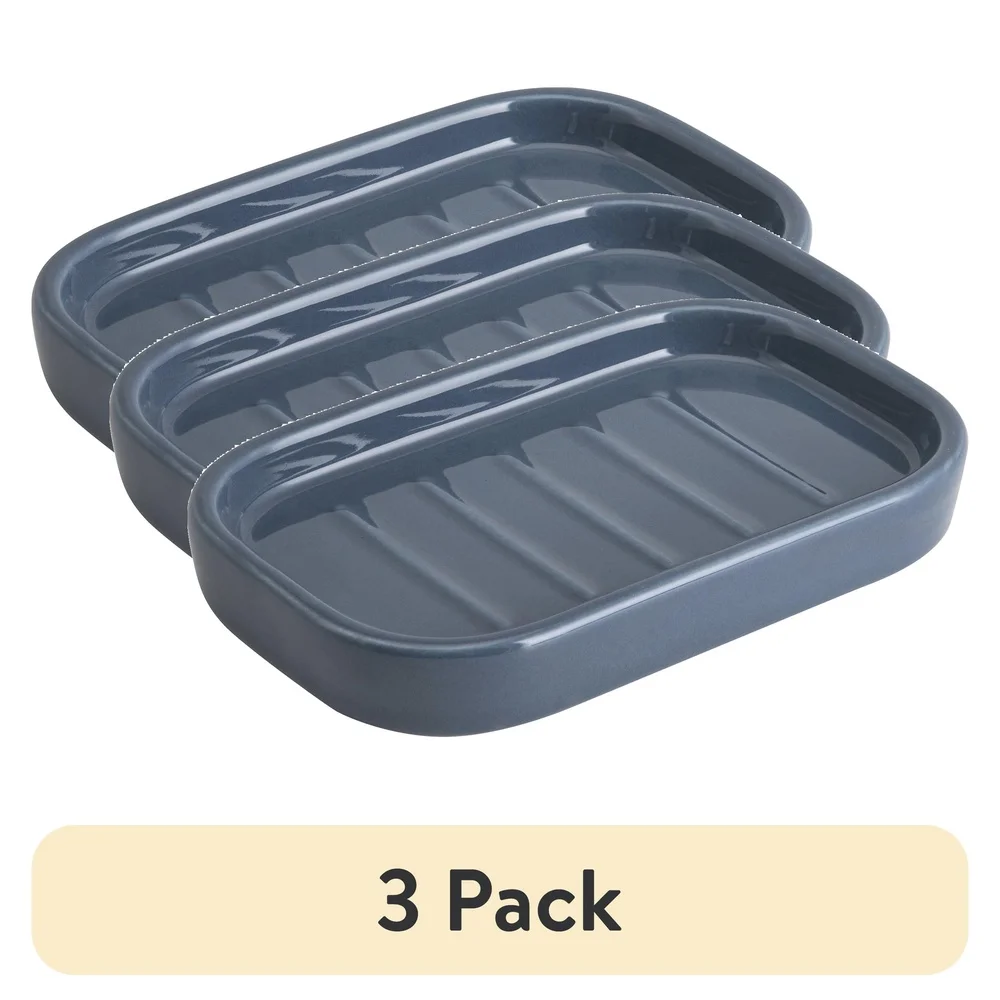 3 Pack Durable Ceramic Soap Dish Home Bathroom Storage For Jewelry Trinkets Countertop Organizer Multiuse Classic Design - Image 2