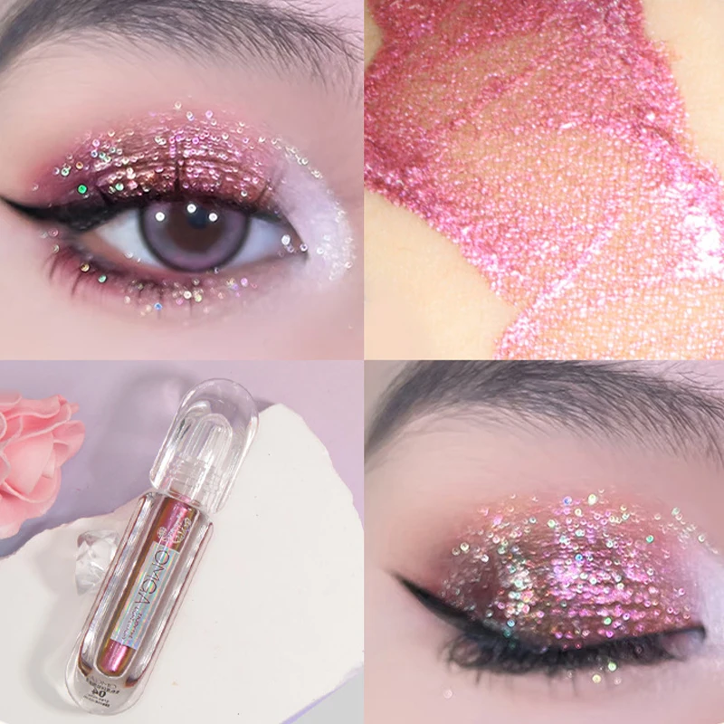 Camaleão sombra de olho líquida perolada shimmer longa duração perolado fino espumante lantejoulas iluminador sombra maquiagem dos olhos