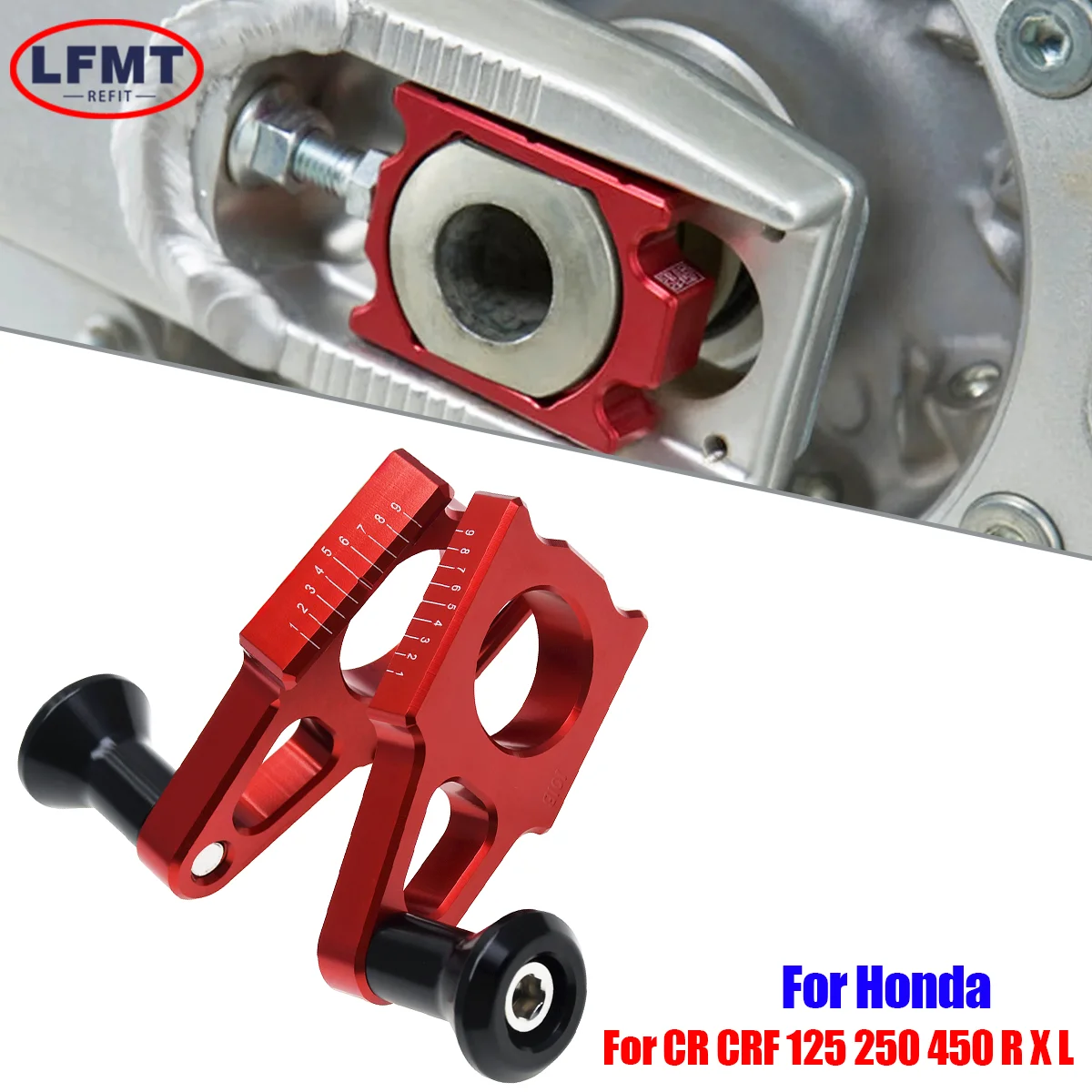 Motorcycle CNC Rear Axle Block Chain Adjuster For Honda CRF250R CRF250X CRF250RX CRF450R CRF450X CRF450L CR125 CR250 accessories