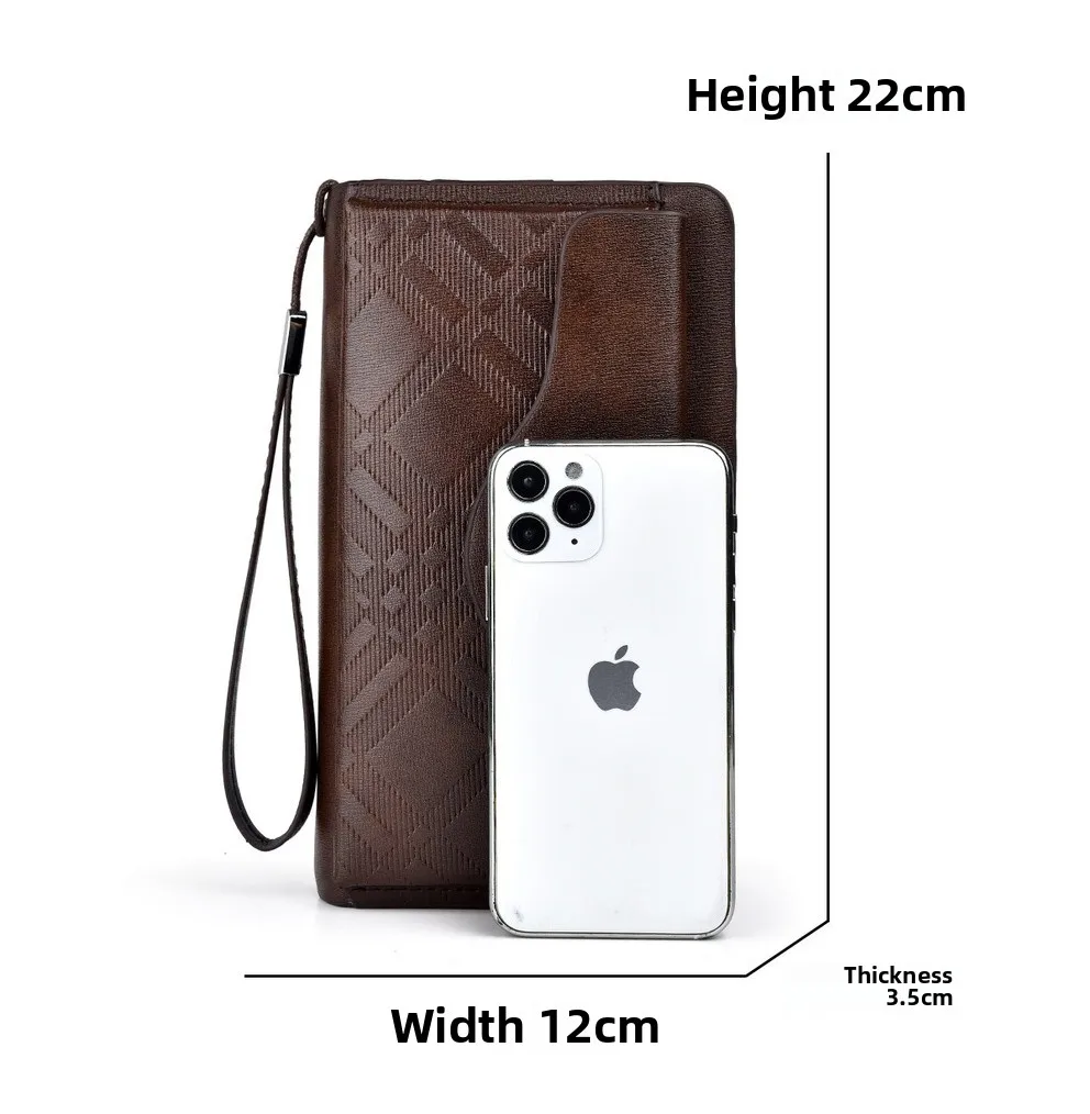 This Casual Men's Long Business Wallet Is Designed with A Large Capacity, Double Zipper Clutch and Multiple Compartments