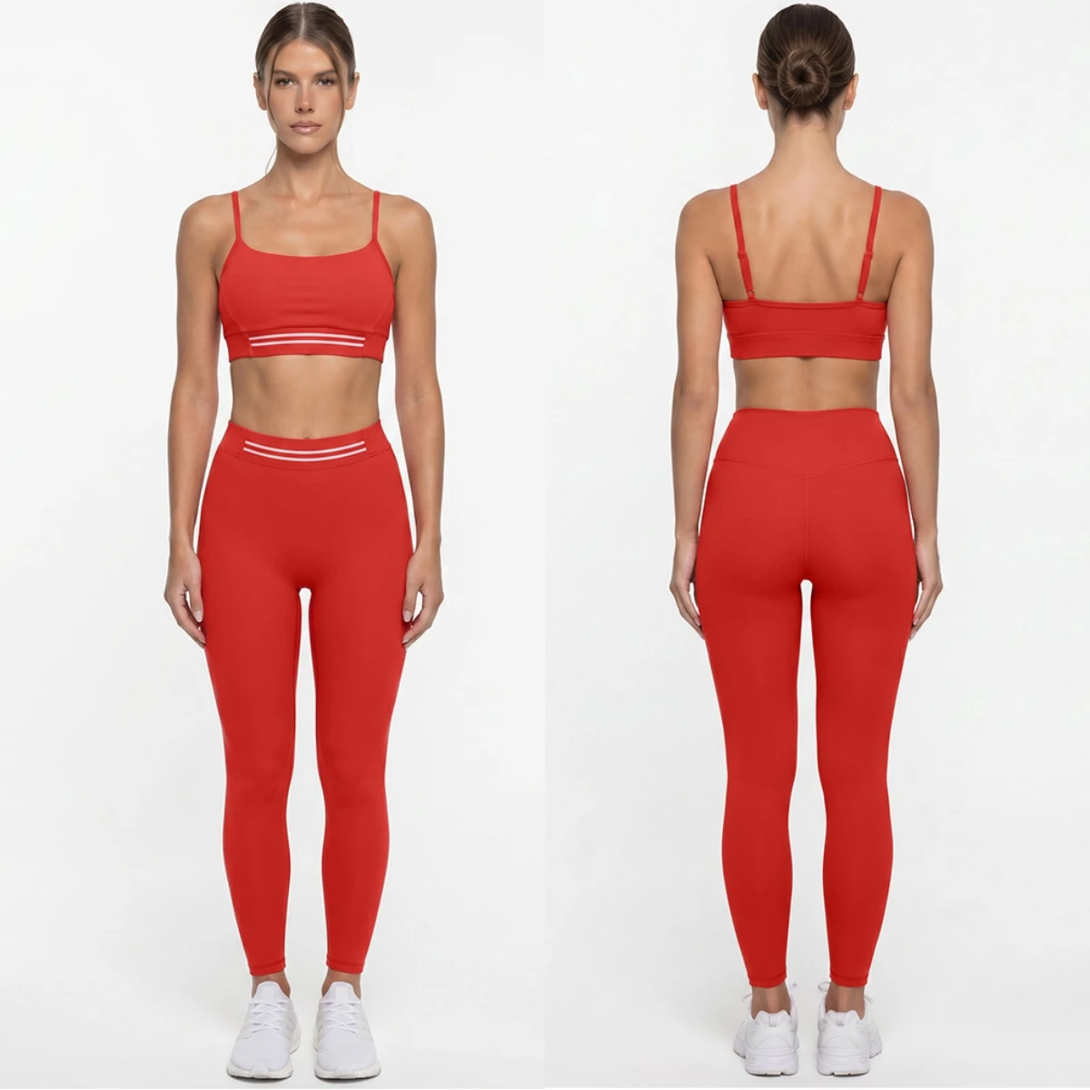 Women 2 Piece Yoga Set Striped Detail Sports Bra High Waist Leggings Workout Outfit Gym Tracksuit Activewear Fitness clothes