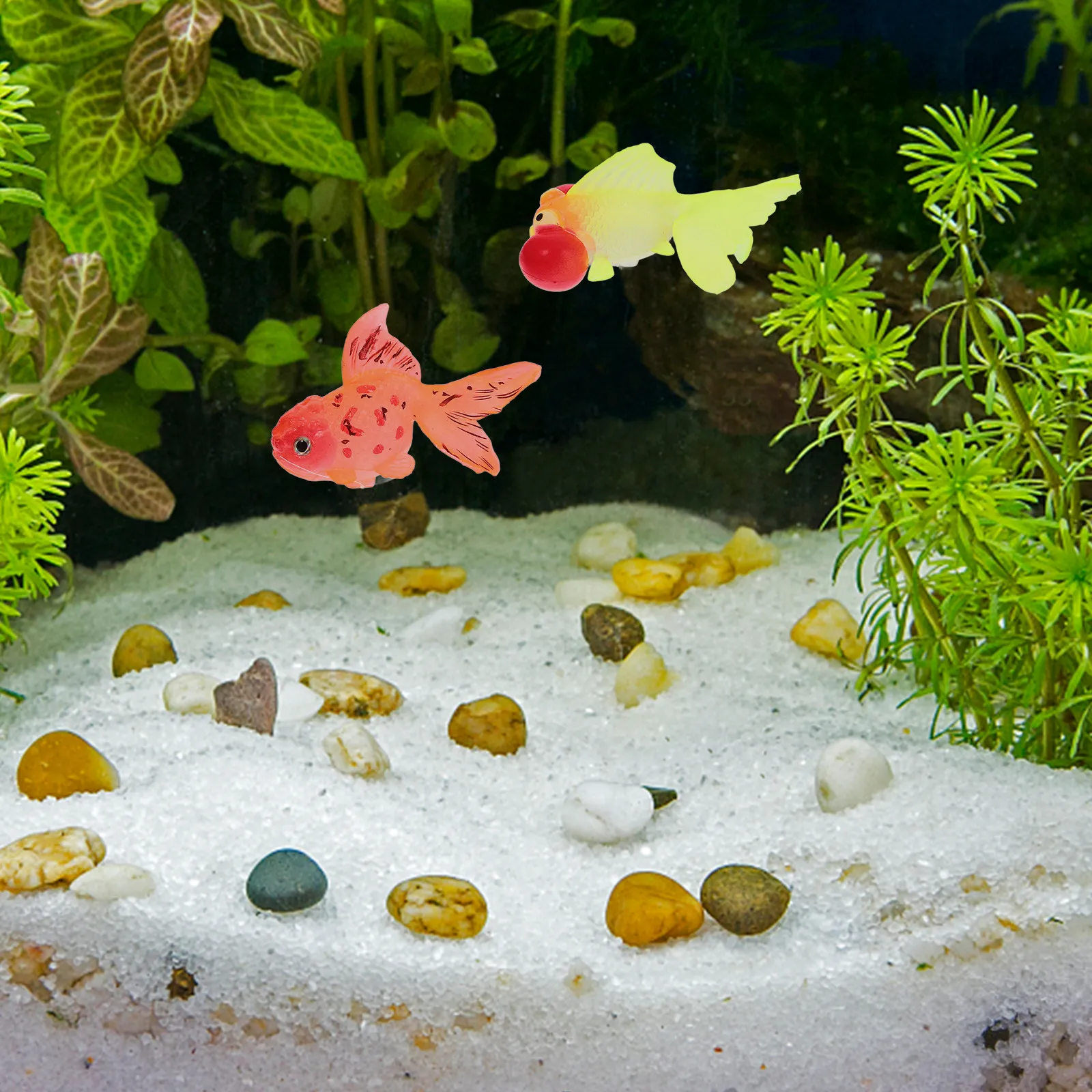 

2 шт. Искусственные золотые рыбки для декора воды, силиконовые имитации рыбок для аквариума, светящиеся украшения для дома, сувениры для вечеринок