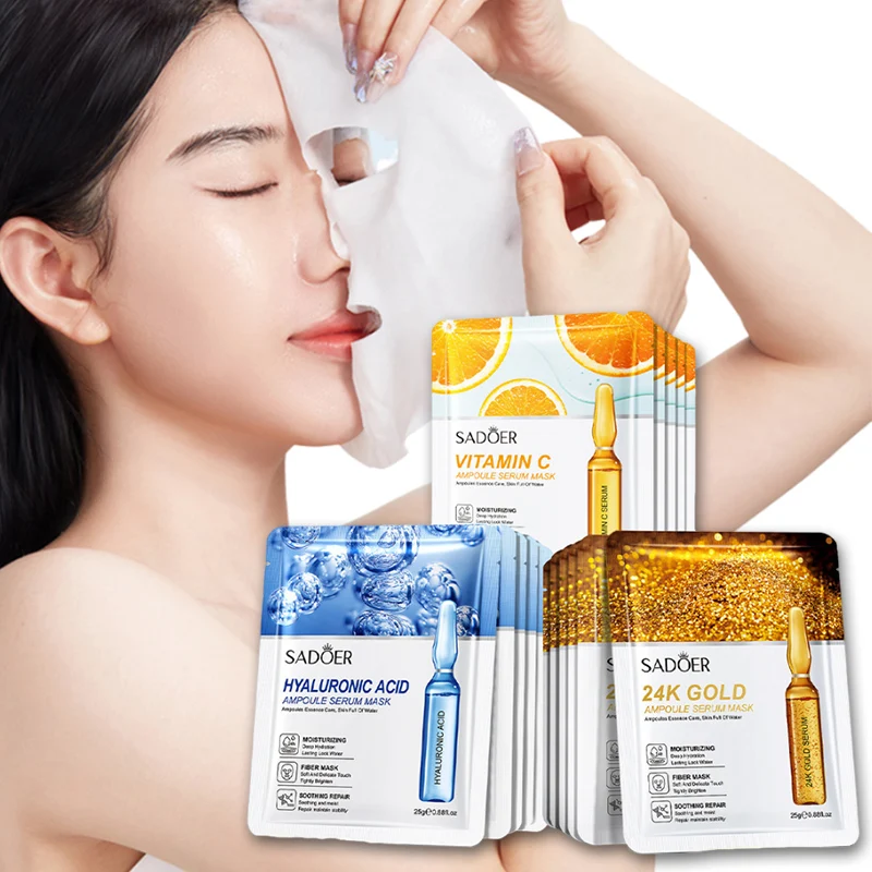 

Intensive Ampoule Mask 15Pcs Hyaluronic Acid Vitamin C Moisturization for Dry Sensitive Skin Facial Sheet Masks Skin Care