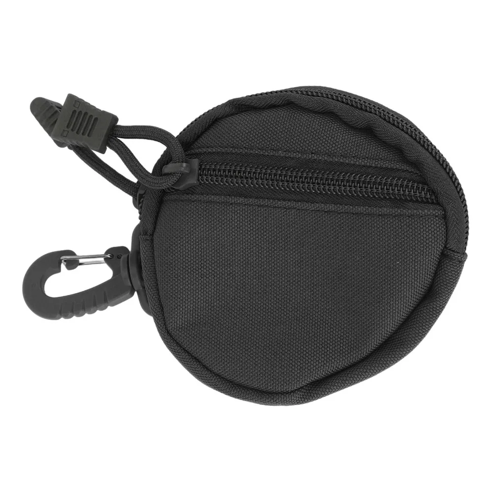 For Camping Large Capacity Coin Pouch With Zipper Black Color Small Change Purse Durable Removable Hook EDC Pouch Outdoor Use
