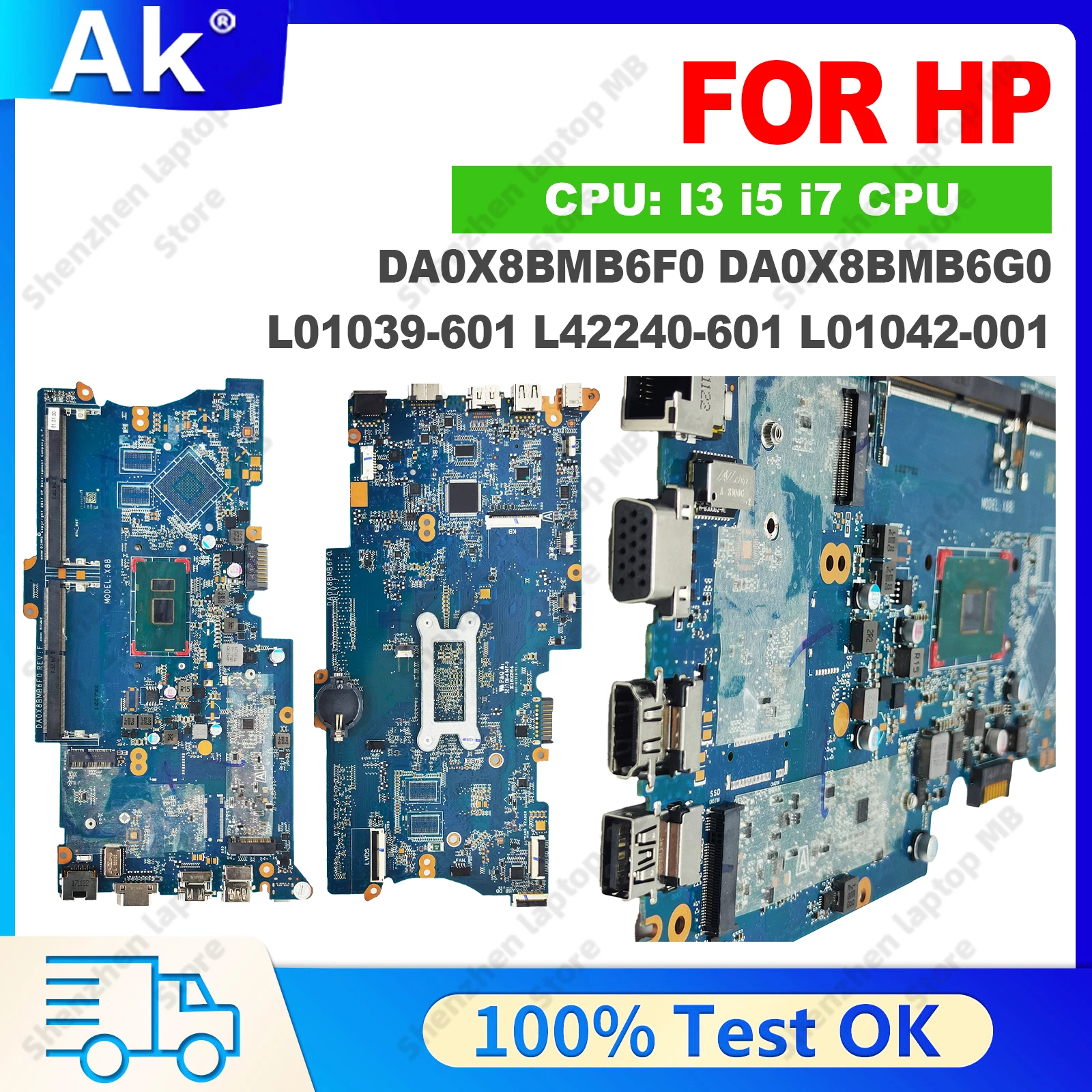 DA0X8BMB6F0 Mainboard For HP Probook 430 G5 440 G5 DA0X8BMB6G0 L01039-601 L42240-601 L01042-001 Laptop Motherboard i3 i5 i7 CPU