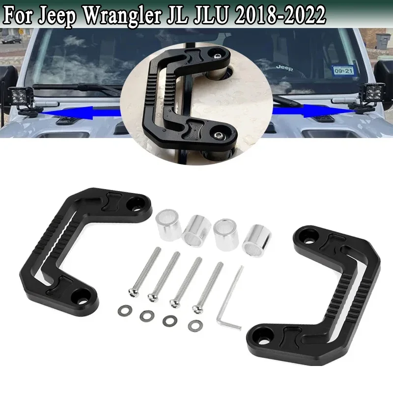 

Для Jeep Wrangler JL JLU 2018-2022 передний капот двигателя, кронштейн для крепления точечного светильника, кронштейн для крепления светильника на стойке A