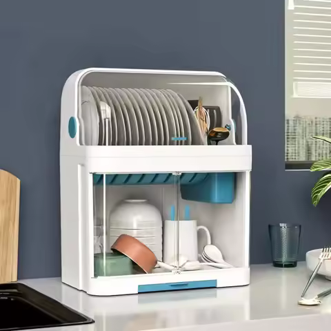 Dish Drainer Easy To Clean 2 Layers Versatile Dish Storage Box Storage Shelf for Restaurant Trays Fork and Spoon Home Kitchen