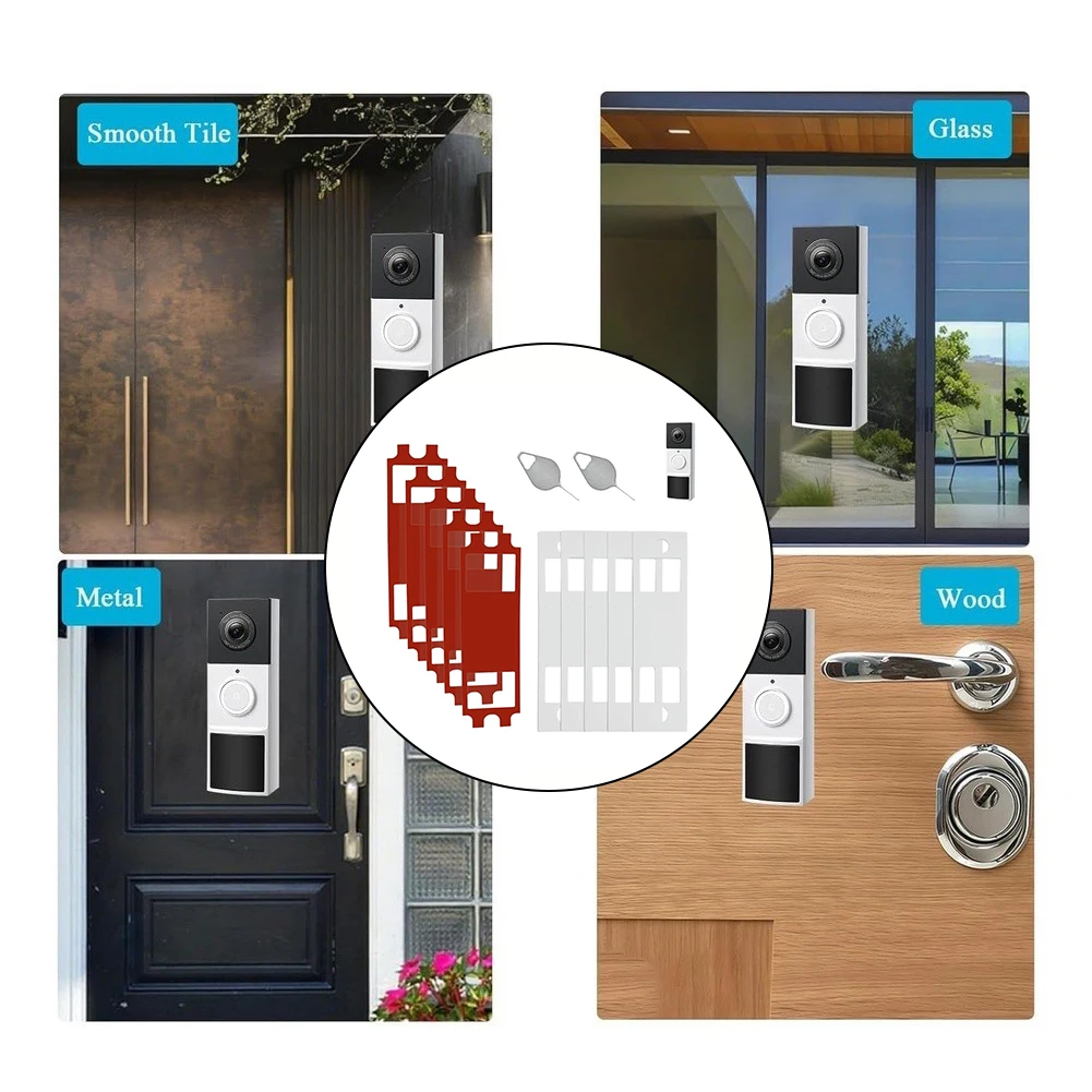 5Pcs Doorbell Adhesive- Mount Tape For Tapo TD21/ D210/ D235 Battery Video Doorbell Double Sided Stick- Tape And Doorbell Key