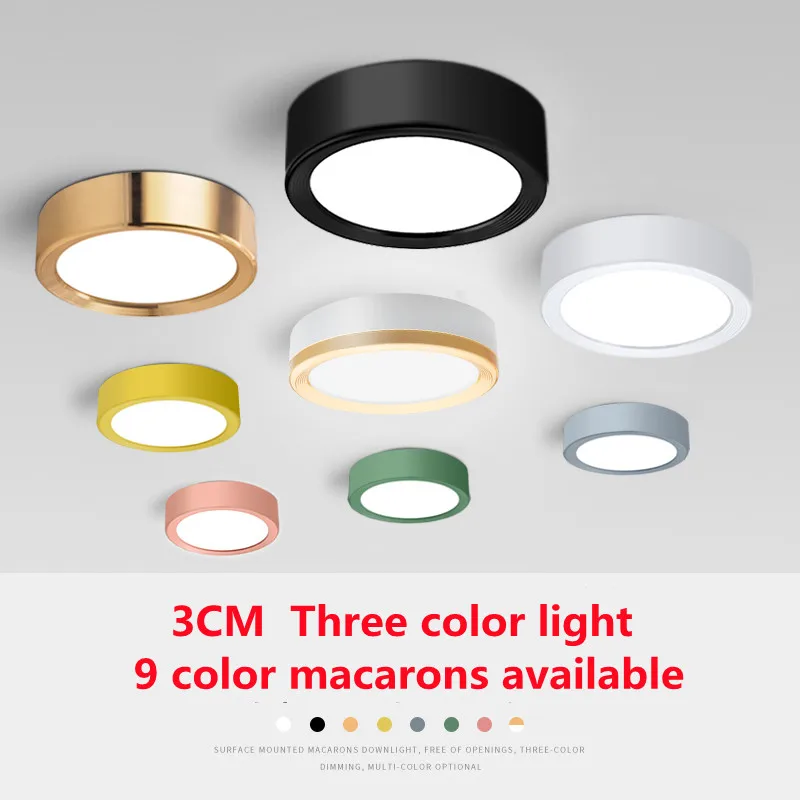 LED Downlight Modern Colorful Ceiling Lamp Surface Mounted Spot Led 7W 10W 15W 20W Ultra Thin Bedroom Living Room Lighting 220V
