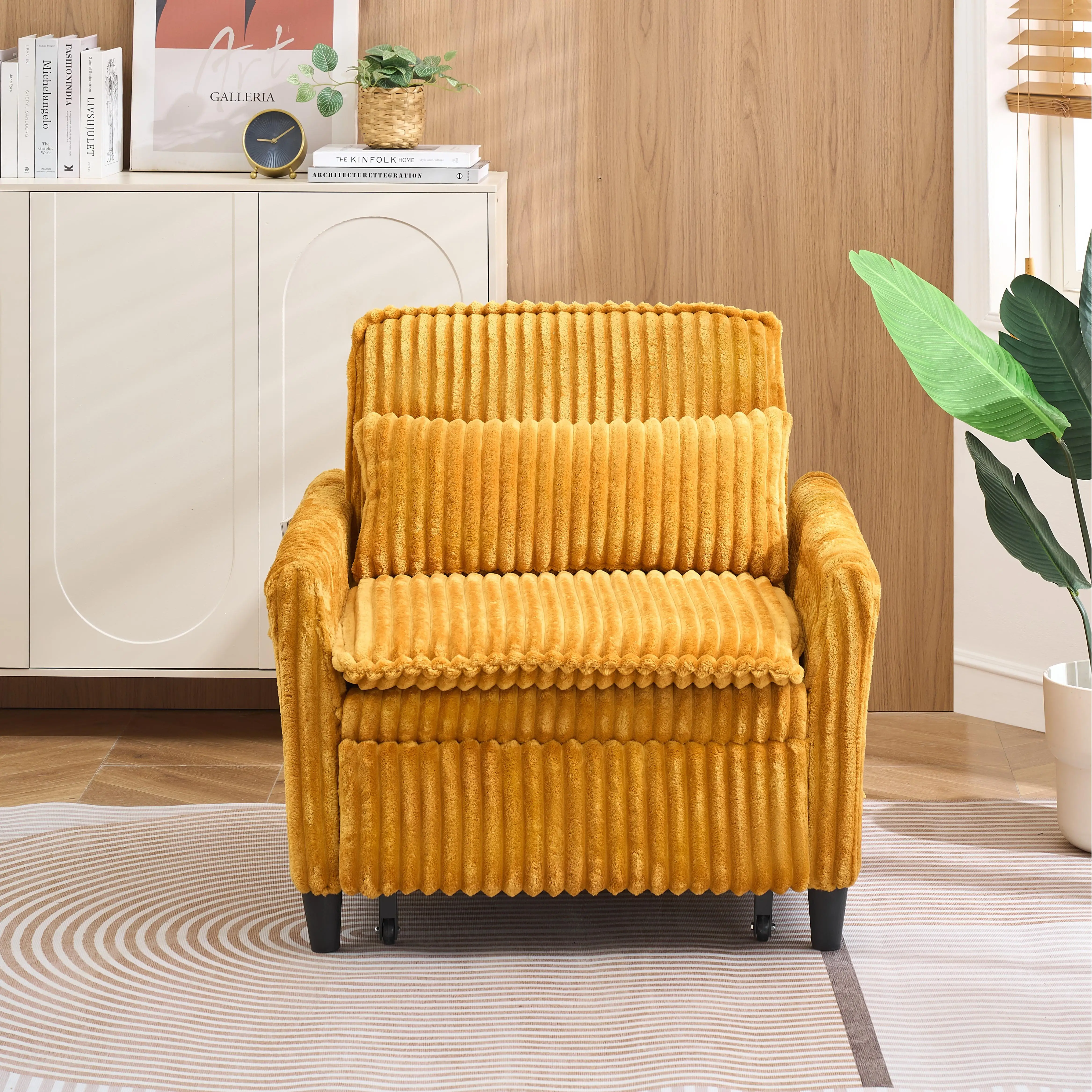 Yellow Comfortable Small Sofa Bed with Pillow for Small Apartment Bedroom and Balcony Use