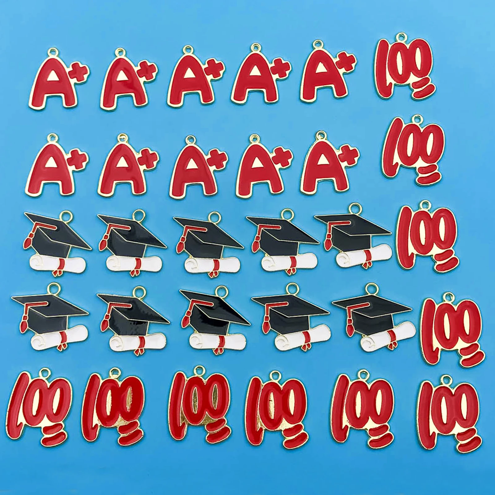 10pcs/Set Zinc Alloy Enamel Student Graduation Hat Pendant Charms For Jewelry Making Findings Crafting Accessory For DIY Necklac