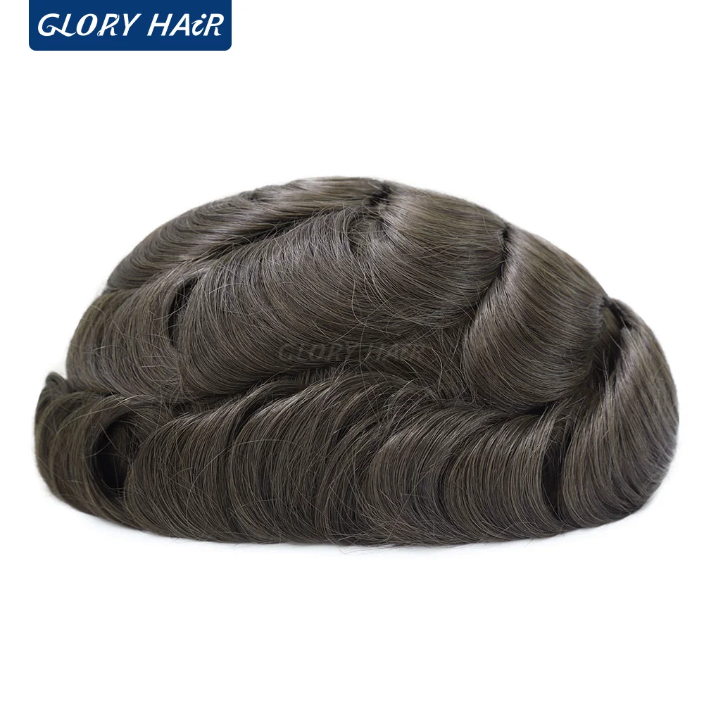 Gloryhair I Skin protesi capillare da uomo 0.12-0.14mm parti uniche uomini umani indiani parrucca per capelli Topuee parrucca di spedizione gratuita