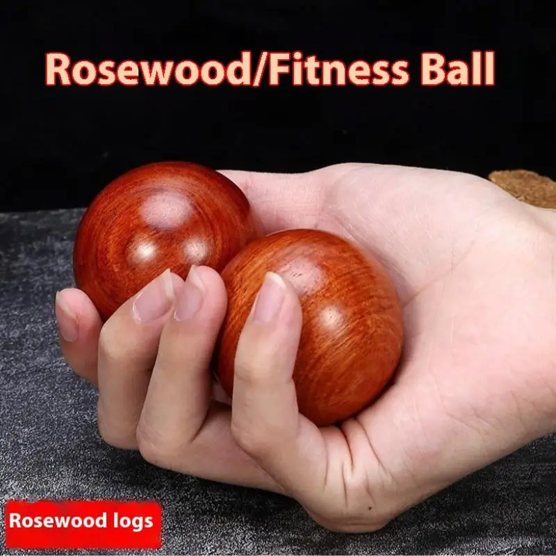 2 Pcs Stress Ball Chinese Style Carving Crafts Toys Desktop Health Baoding Balls Rosewood Massage