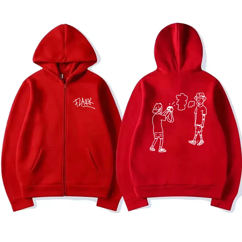 2025 Rapper Rels B Doppelseitig bedrucktes Album Grafiken Reißverschluss Streetwear Männer Frauen Harajuku Vintage Hoodie Unisex Fleecemäntel