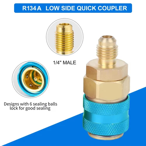 Imagen 2 del producto Manguera de carga de refrigerante R134A con calibre, Kit de recarga de CA automotriz, herramienta de medición de presión de Gas Compatible para reparación de aire de coche