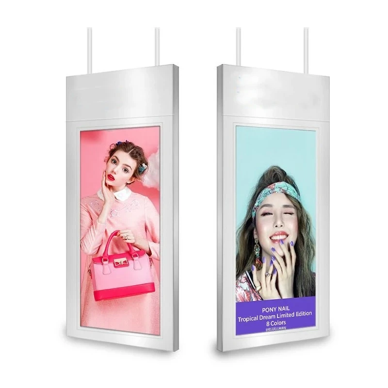 55 Inch Dual-Sided LCD Digital AD Video Loop Player Roof Ceiling Mount High Brightness for Commercial Window Display