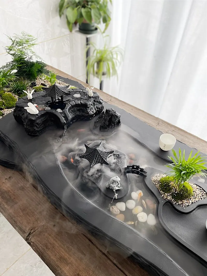Customizable oversized Wujinshi tea tray household Chinese atomized tea sea water fish culture stone