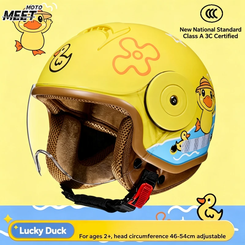 Children's Four Seasons Helmet New National Standard Class A 3C Certification Cartoon Electric Vehicle Helmet Motorcy Casco Moto