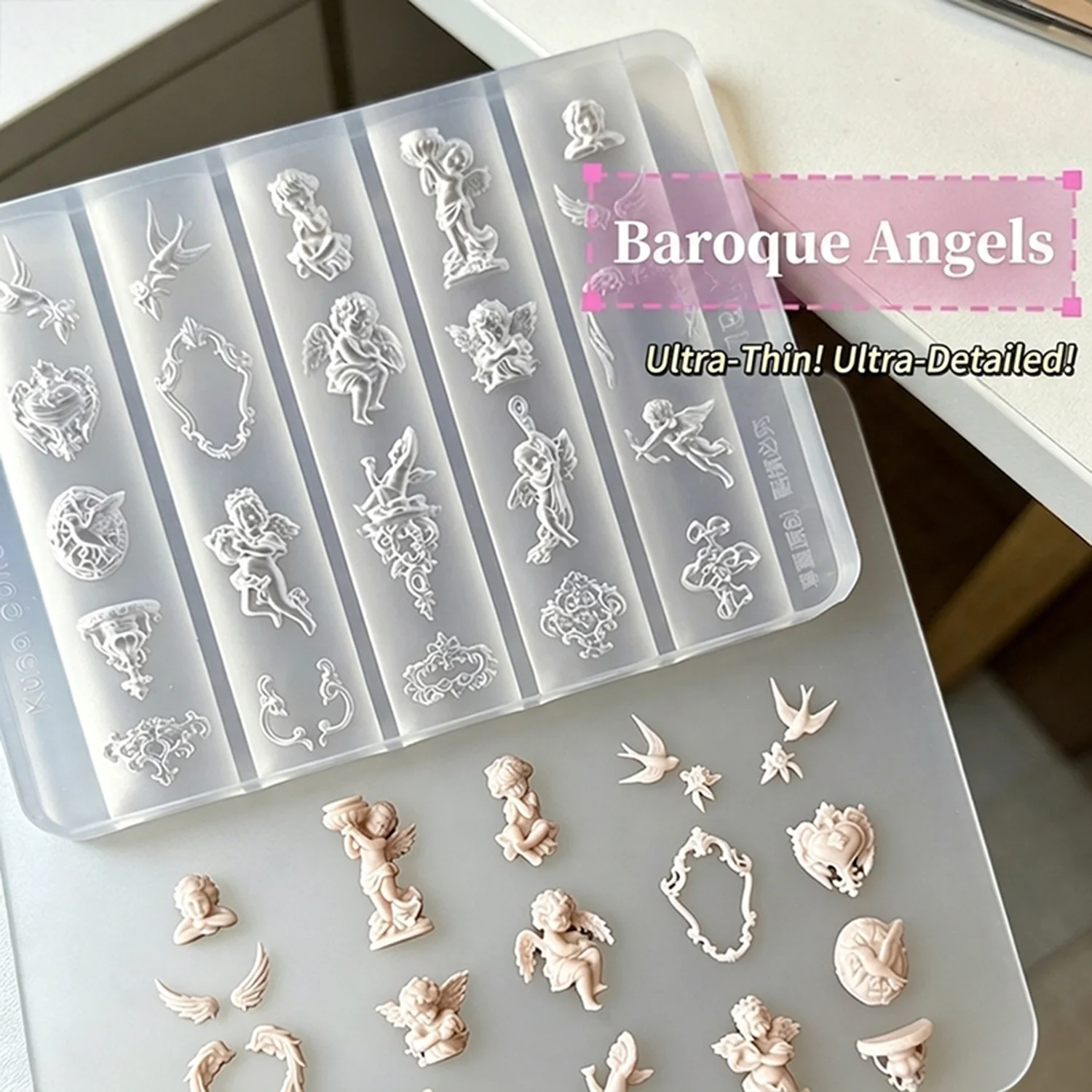 1pcs 3D Vintage Cupid & Floral - огляд і ціна Resin Art Mold