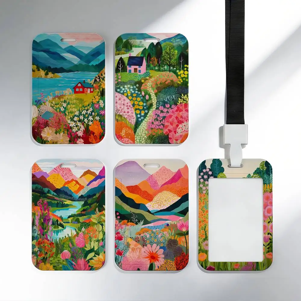 Mountain Landscape Abstract Mountain Art A High-Clarity Film On The For Clear Visibility Of Your Id Details Card Holder