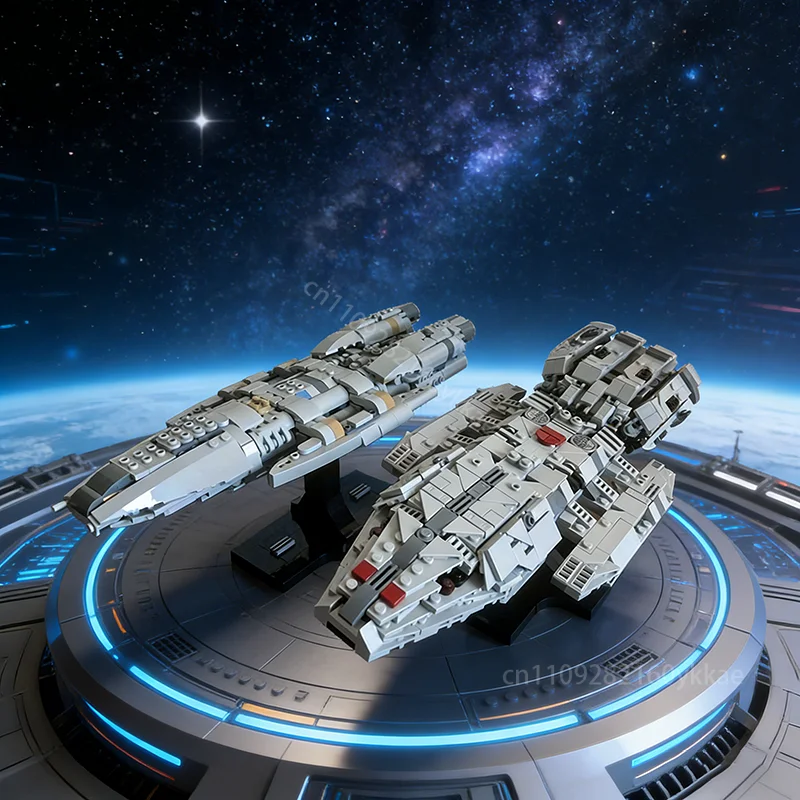 

NEW MOC 2004 BattleStar Pegasus & Battlestar Galactica Cruiser Building Blocks Set DIY Sapceship Bricks Kit Starship Model Toys
