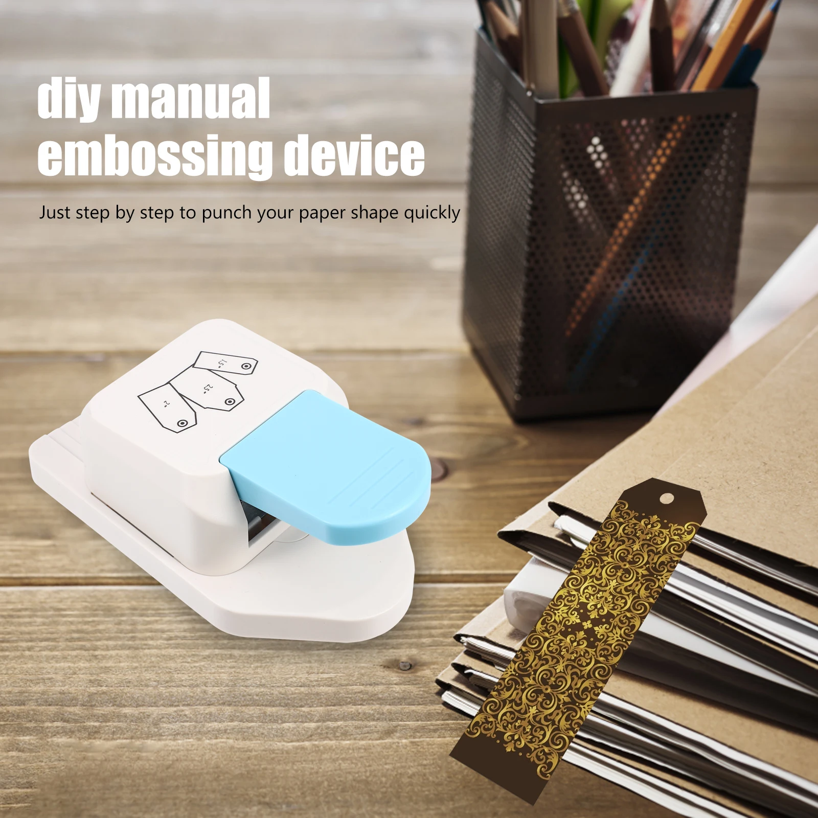 

3.8cm 5.0cm 6.4cm Craft Punching Machine Embosser Manual Paper Tag Shape DIY Banner Making for Children