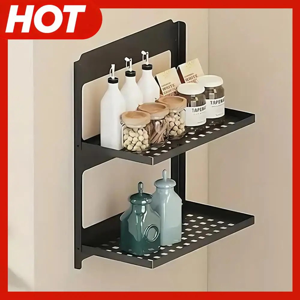 

Двухуровневая комбинированная полка из черного металла, настенный органайзер для прачечной, туалета, гостиной, кухни, ванной комнаты
