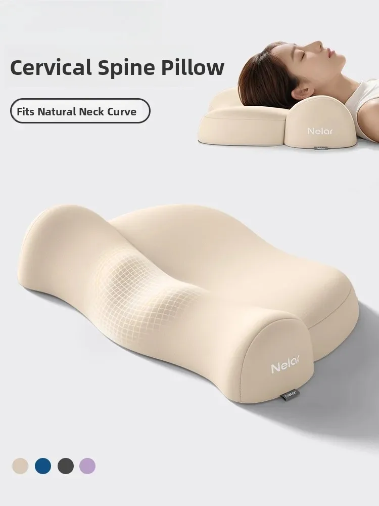 Nila Neck Support Pillow for Sleeping Ergonomic Design Helps Relax Neck Arches Back Straightens out Fatigue Relief Polyester ...