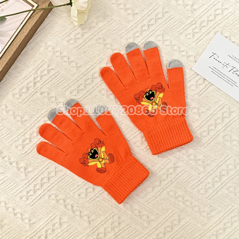 Smiling Critters Gloves Autumn Winter Warm Mobile Phone Touch Screen Glove Wool Warm Cartoon Catnap Five Fingers Glove Kids Gift