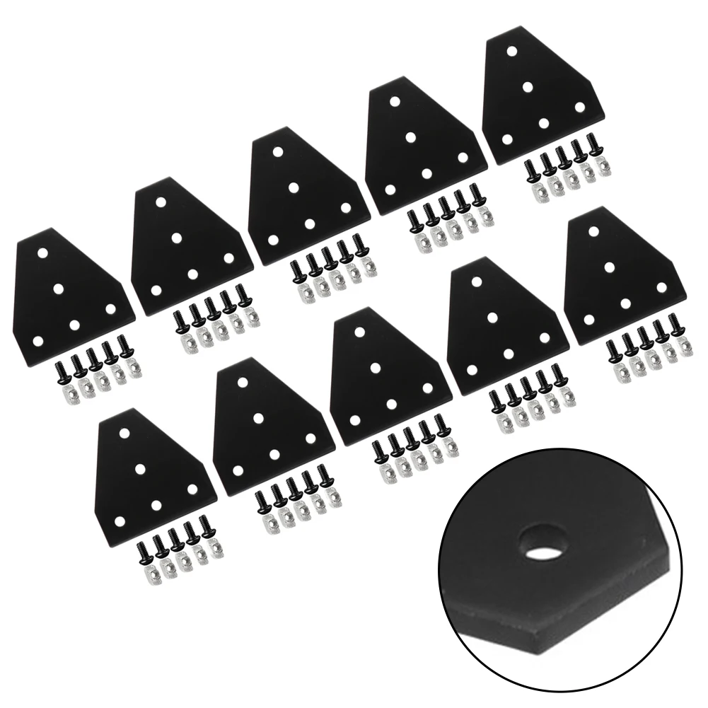10pcs Corner Bracket Plate T Shape 5 Hole 90 Degree Outside Plate With Screws For 3D Printers Accessories