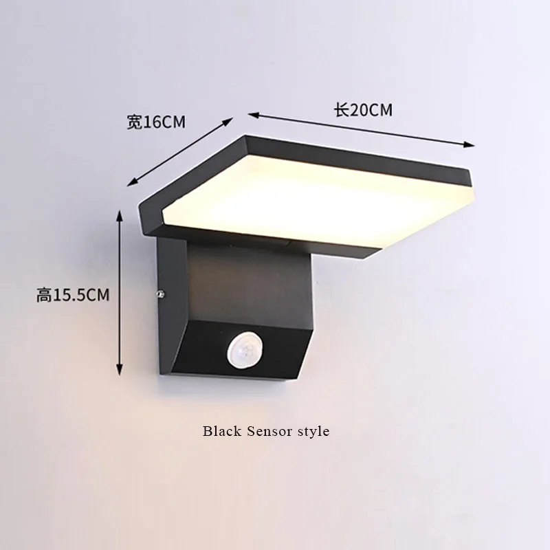 IP65 مقاوم للماء الاستشعار الجدار مصباح LED الجدار في الهواء الطلق ضوء قابل للتعديل زاوية أضواء الجدار سبائك الألومنيوم مدخل الممر شرفة