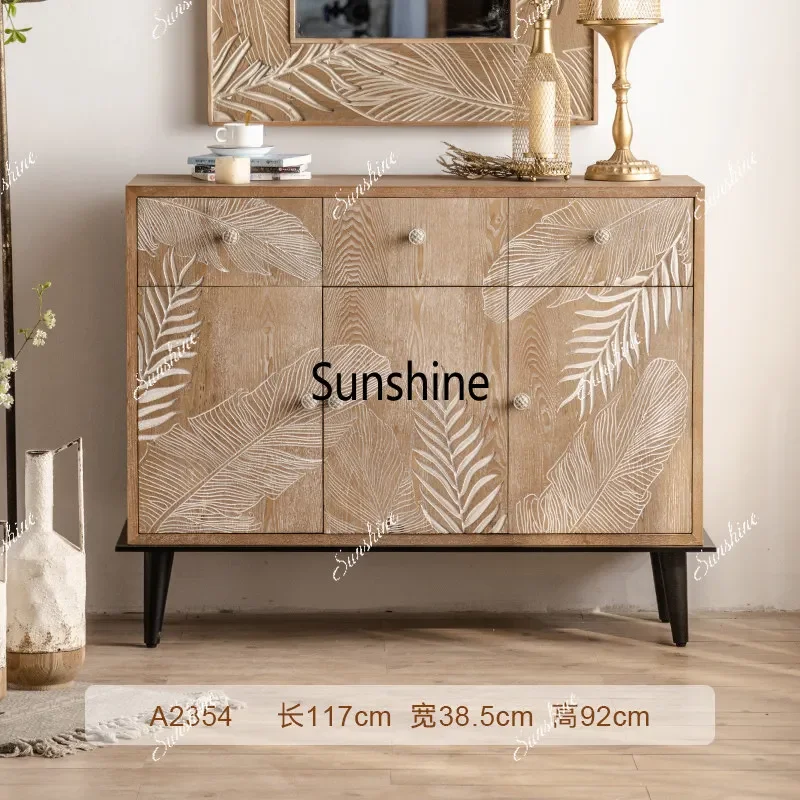 French retro engraved entrance cabinet, living room drawer storage cabinetTJ