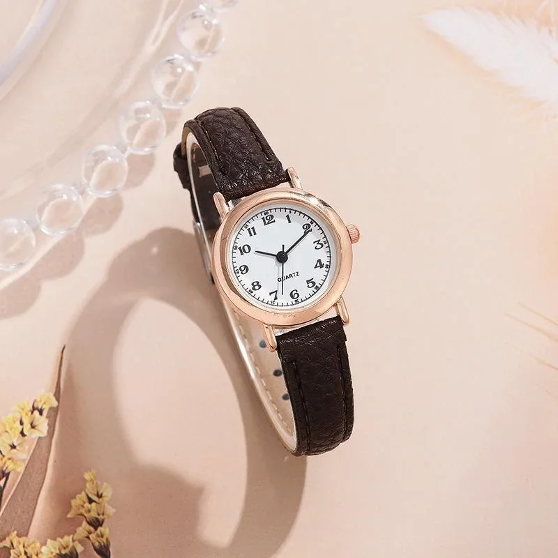 

Minimalist Small Dial Wristwatches Women Quartz Leather Strap Watch Round Analog Roman Numerals Clock No Bracelet Reloj Mujer