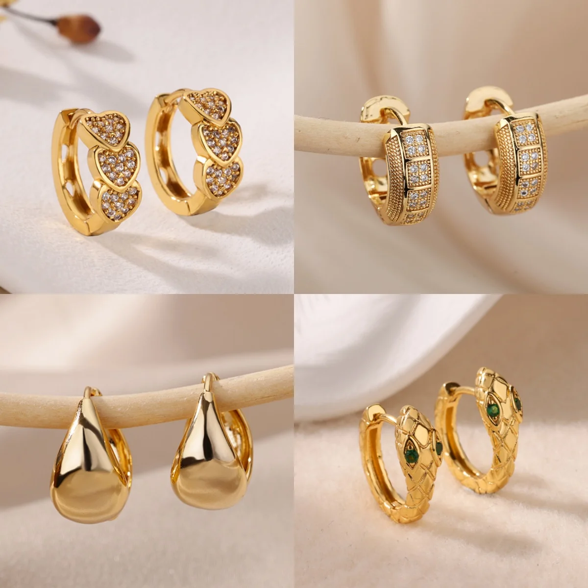 Luxuriöse Herz-Zirkonia-Ohrringe für Damen, 18 Karat vergoldet, minimalistischer Schmuck, Ohrringe, Muttertagsgeschenk, kostenloser Versand