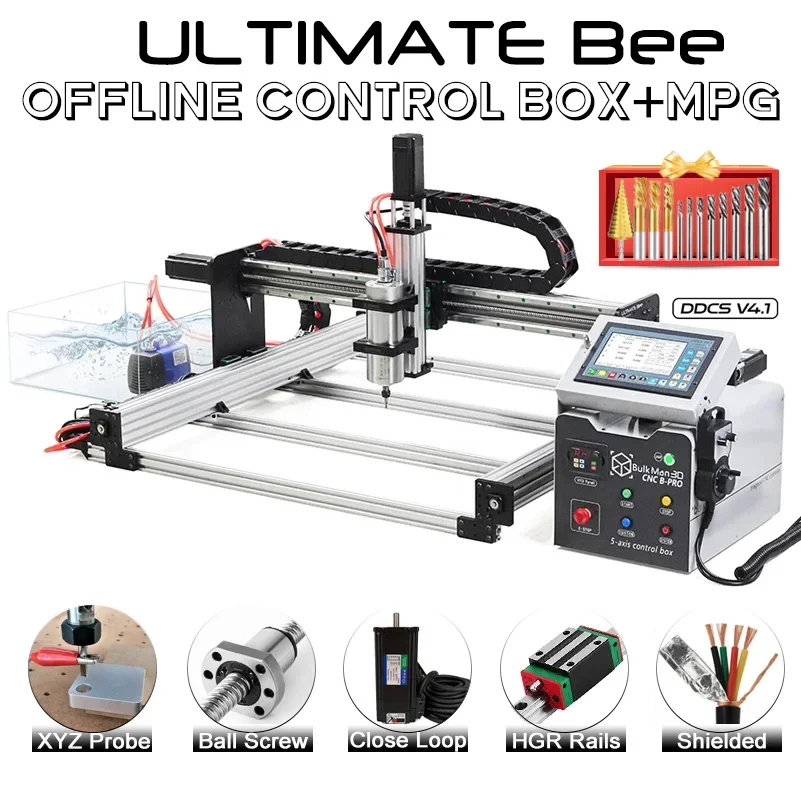 

21%OFF BulkMan3D ULTIMATE Bee CNC Router Full Kit with 4Axis DDCS V4.1 Offline Control Box 1.5KW Water Cooled Spindle Engraver