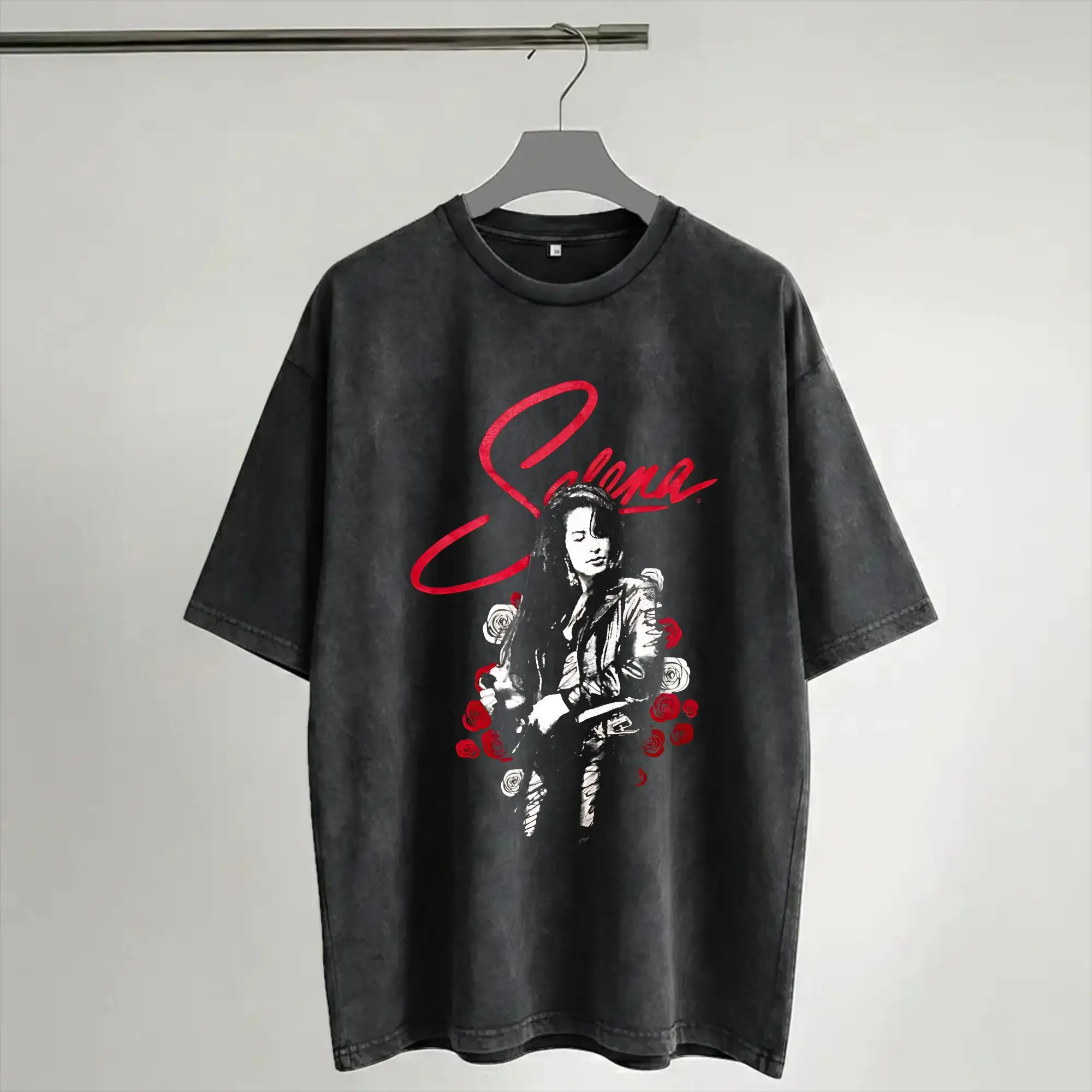 Harajuku Washed Shirt Flower New Albums For My Singer Selena Quintanilla Accessories Fashion T Shirt Streetwear Short Sleeve