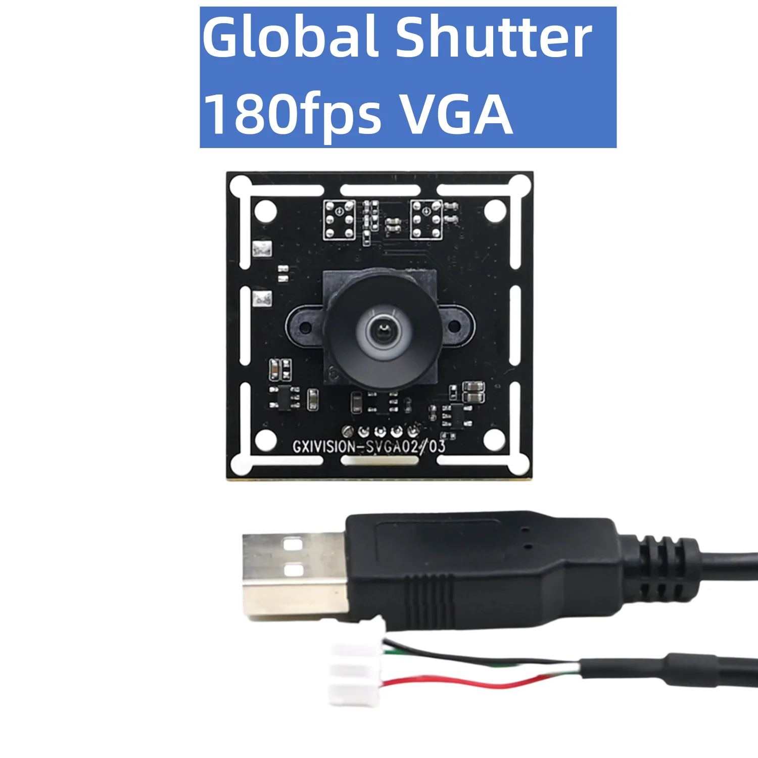 

180FPS Global Shutter USB Camera Module VGA,Monochrome Black and White,Driver Free,640x480,Win/Android/Linux/RPI,High Frame Rate