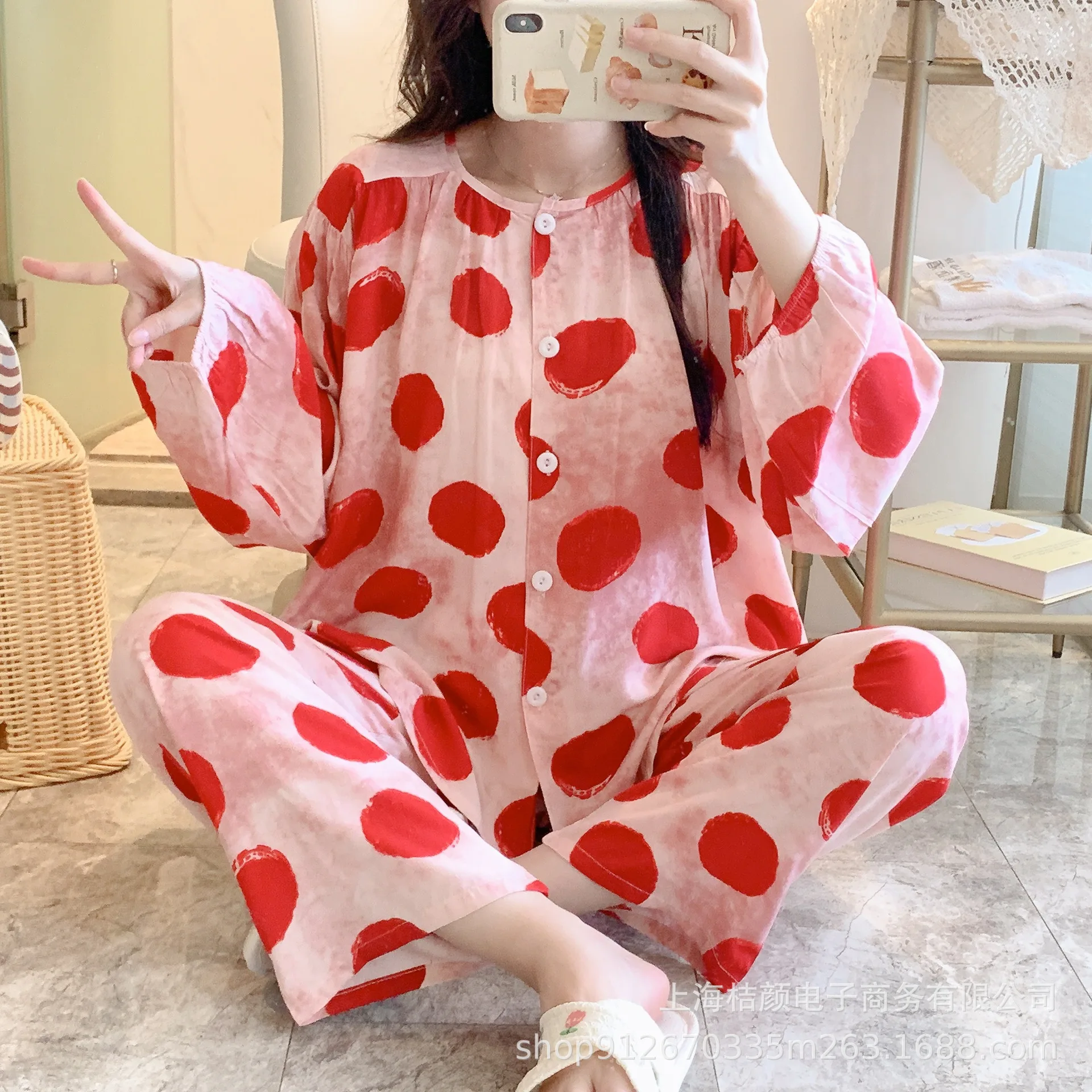 나비 무늬 면 여성 파자마 세트 여성용 따뜻한 겨울 파자마 패셔너블 홈웨어 파자마 귀엽고 부드러운 파자마 세트