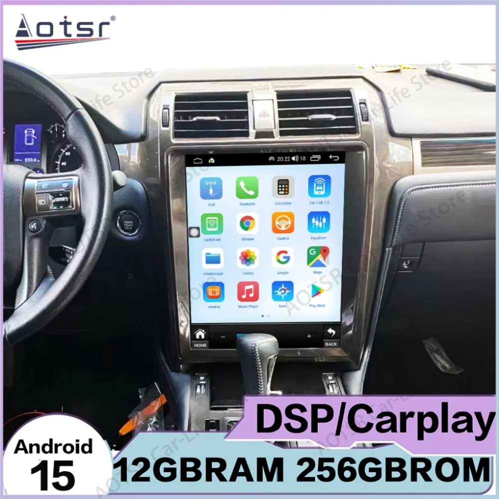 15.6 Inch Automotive Multimedia Android 14 AUTO Carplay For Lexus GX460 2010-2019 CAR GPS Navigation Touch Stereo IPS Radio Head