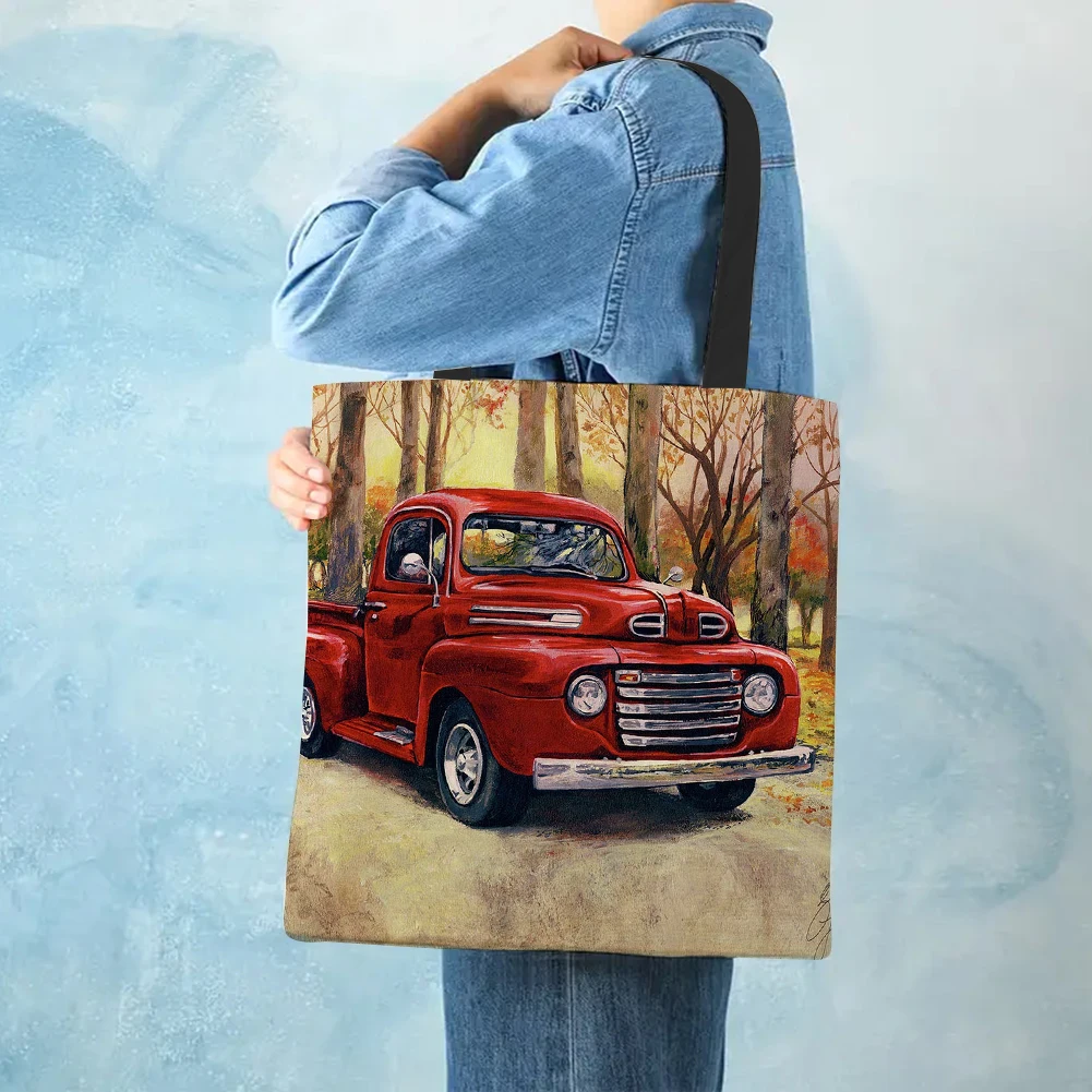 Bolsa tote de linho de fazenda, 4 unidades, bolsa de ombro de compras feminina de grande capacidade