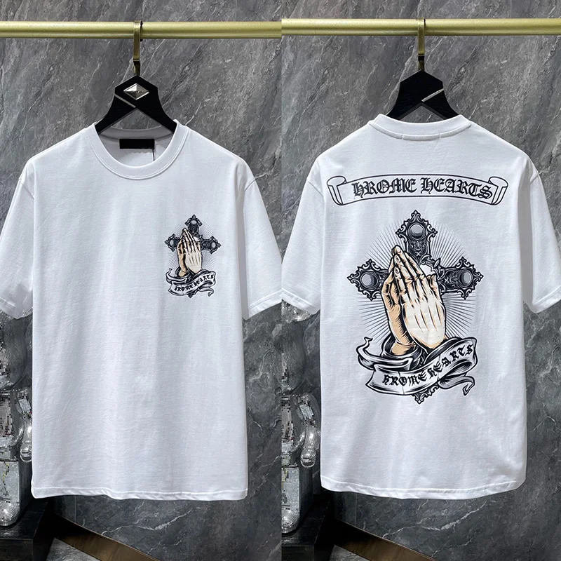 Moda High-end Designer di marca Modello stampato 2025 Estate Vendita calda Puro cotone T-shirt da uomo di alta qualità Harajuku