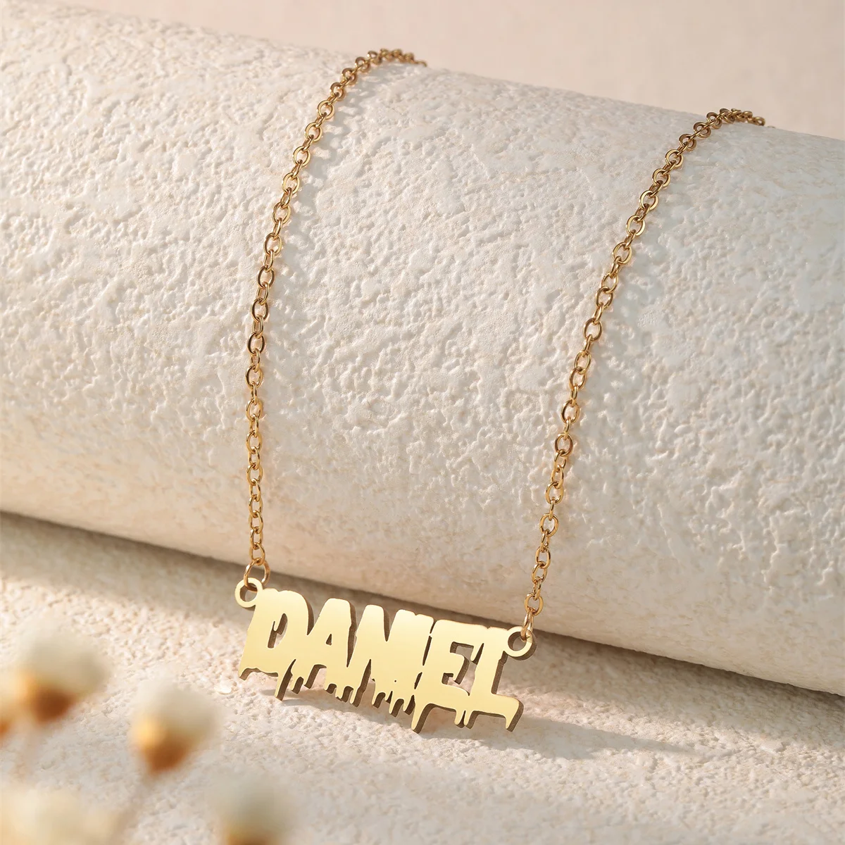 QIAMNI Customized Irregular Words Pendant Necklace Hip Hop Stainless Steel Custom Name Choker Harajuku Jewelry For Women Men