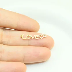 10pcs Stainless Steel Shiny Polished Heart Jewelry Charms Pendant DIY Handcraft  Vacuum Plate Waterproof Antiallergic
