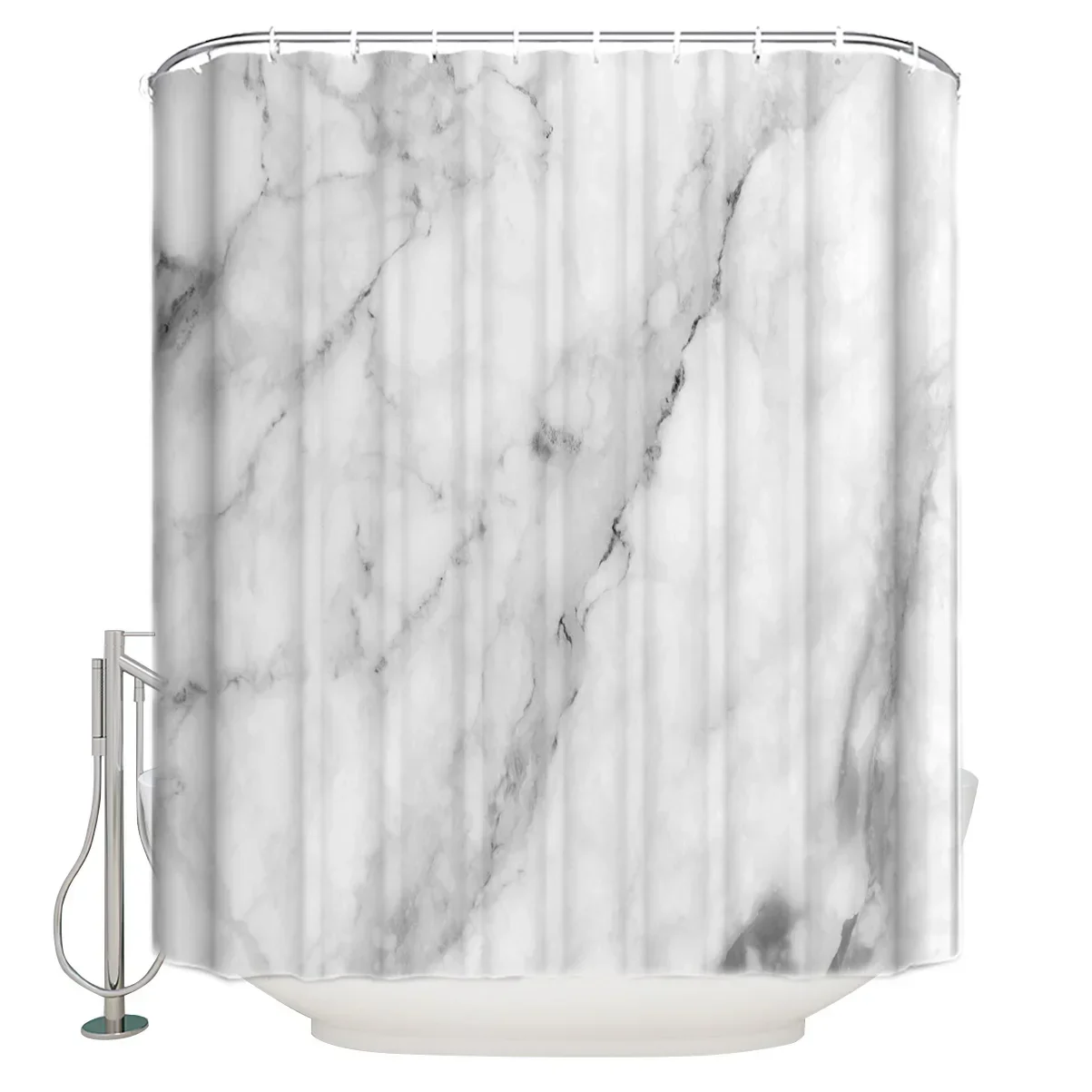 Ink Painting Marble Black White Floor Walls Shower Curtain Waterproof Polyester Fabric Bath Curtains Bathroom Accessorie Decor