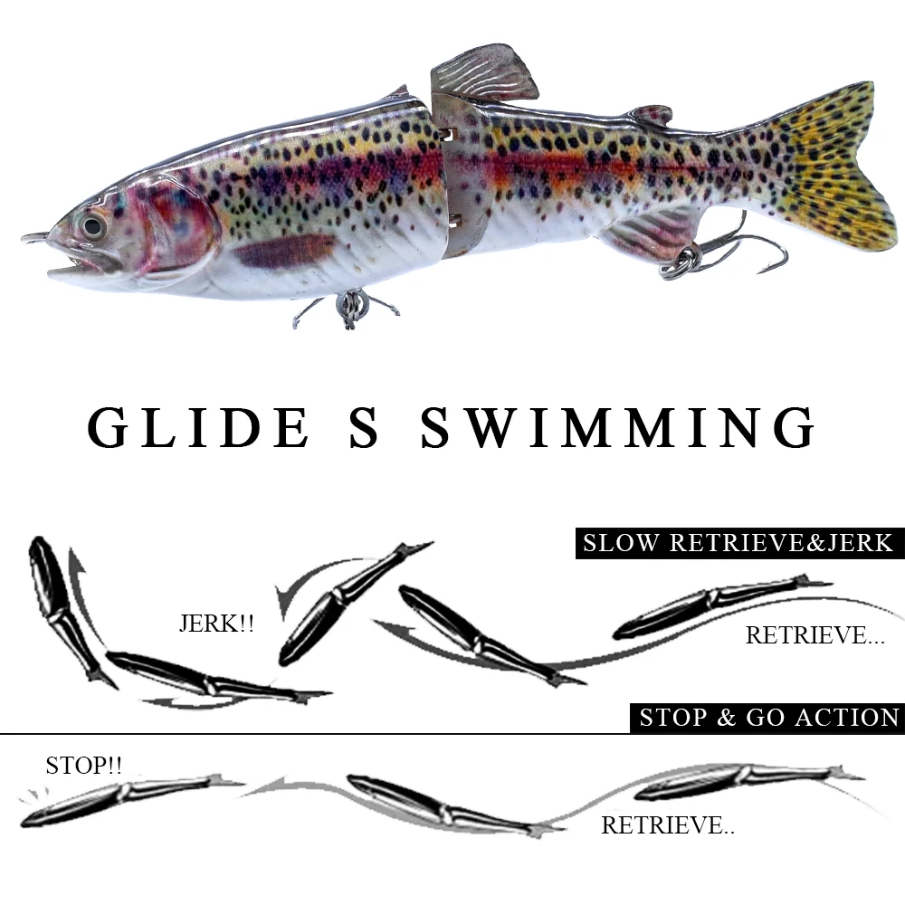 WATERBOY Fishing Swimbait Glide S Swimming 18cm 68g 2 Segment Multi Jointed Lure Trout Fresh Water Slow Sink Fish Bait