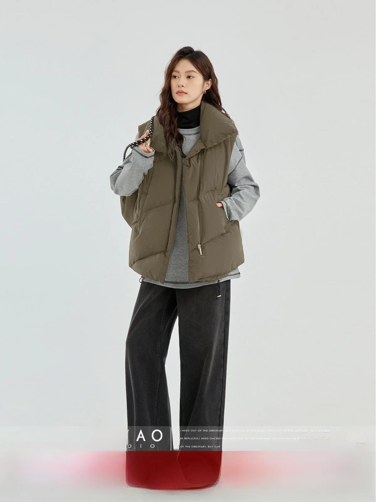 

MoZaic Women's Stand Collar down Vest 2025 Spring Commute Sle ort Zipper Closure Warm Outerwear Faionable Jaet