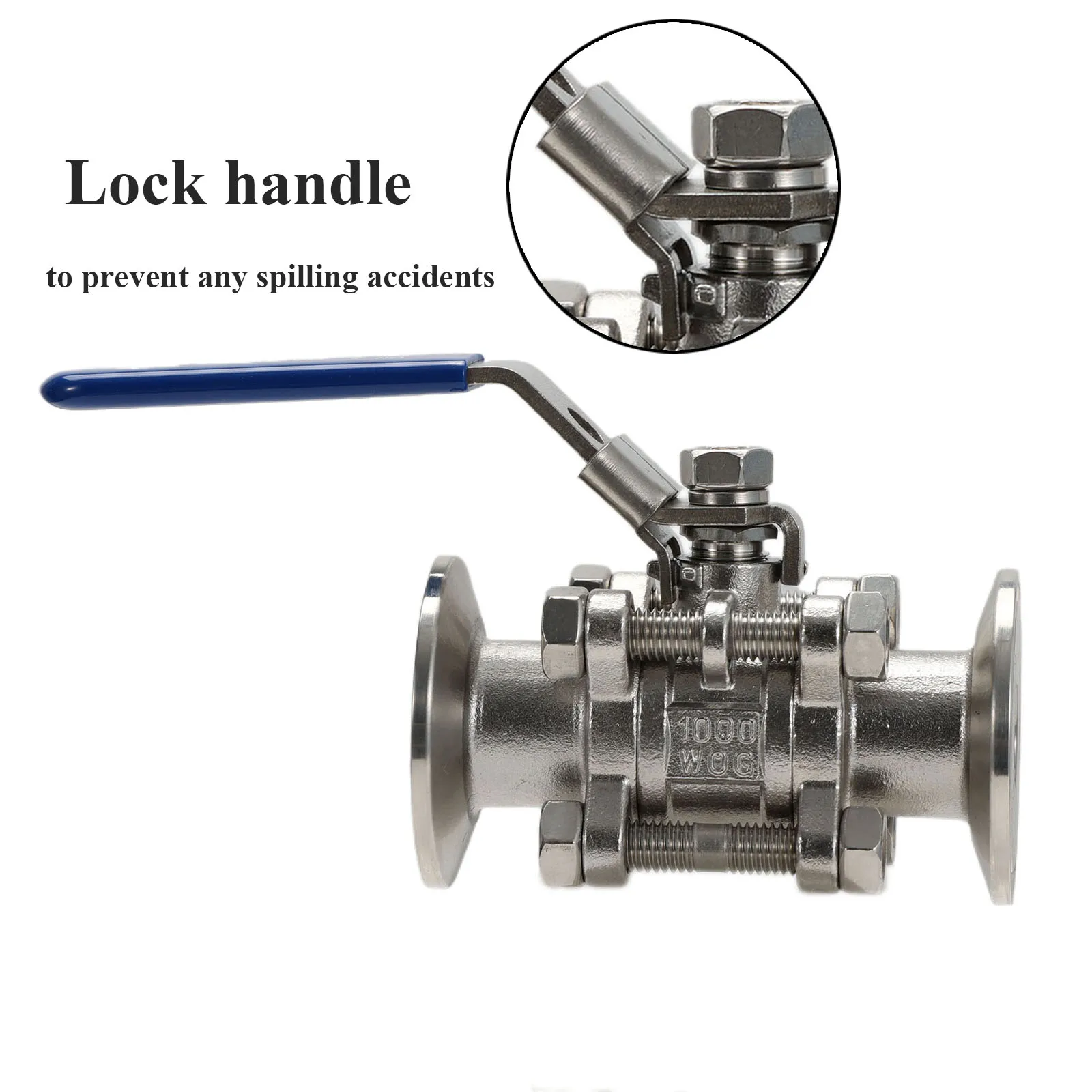 Homebrew Kettle Pump Fermenter Wort Chiller Ball Valve 3-Piece Style 1000 WOG Full Port Lock Handle SS304 PTFE Gasket