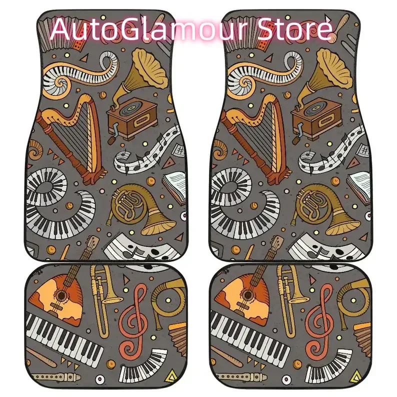 

Classic Music Design #1 Car Floor Mats Set (2 x Front, 2 x Back) - Great Gift For Musicians, Music Lovers, And Music Teachers