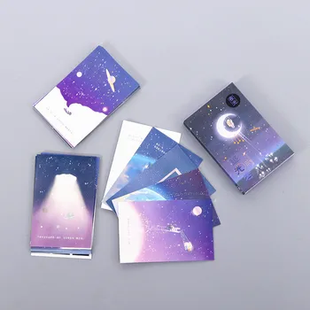 30 Sheets/Set Journey Of Light Luminous Postcard Creative Planet Stars Moon Message Greeting Cards Birthday Gift Card