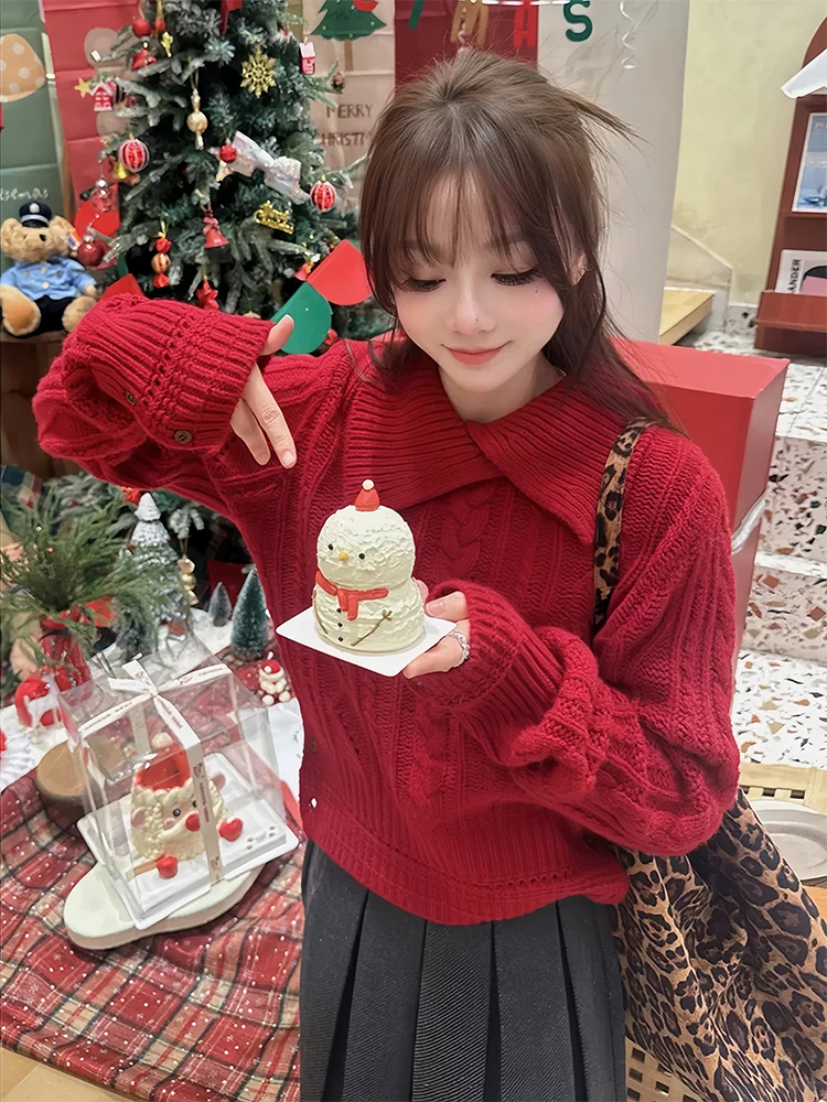 

Faionable Long Sve Knitted Ne Sweater for Women Winter New Arrival Lazy Sle Versatile Sli Top Commute Sle...